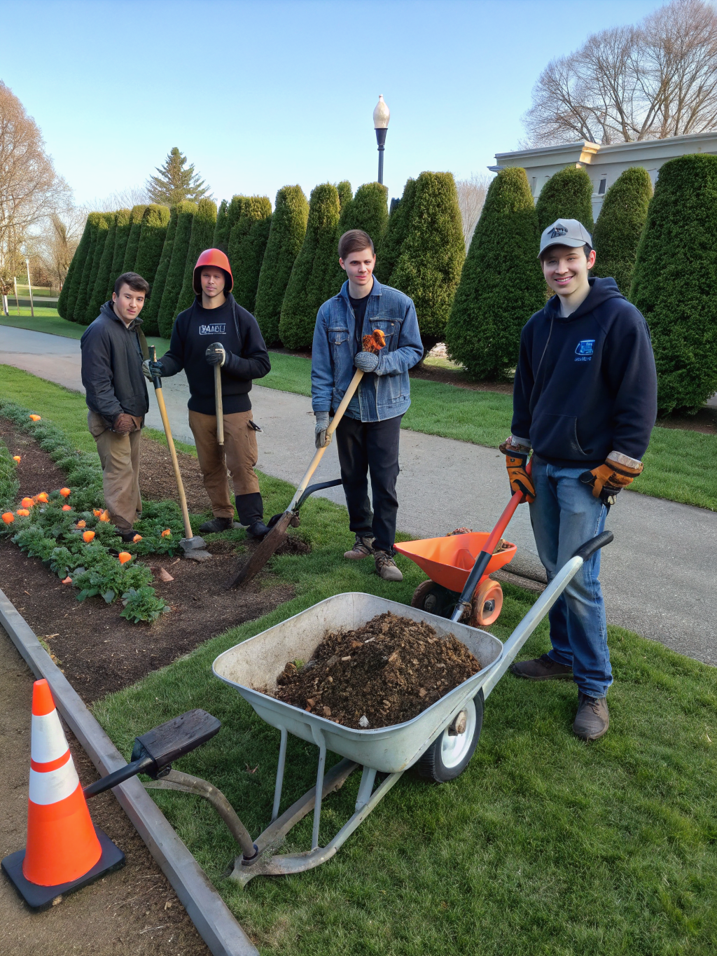 The Hard Working Young Men team on a project site